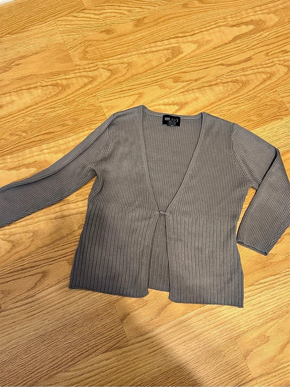 Vintage Milano Ribbed Cardigan Gray Large